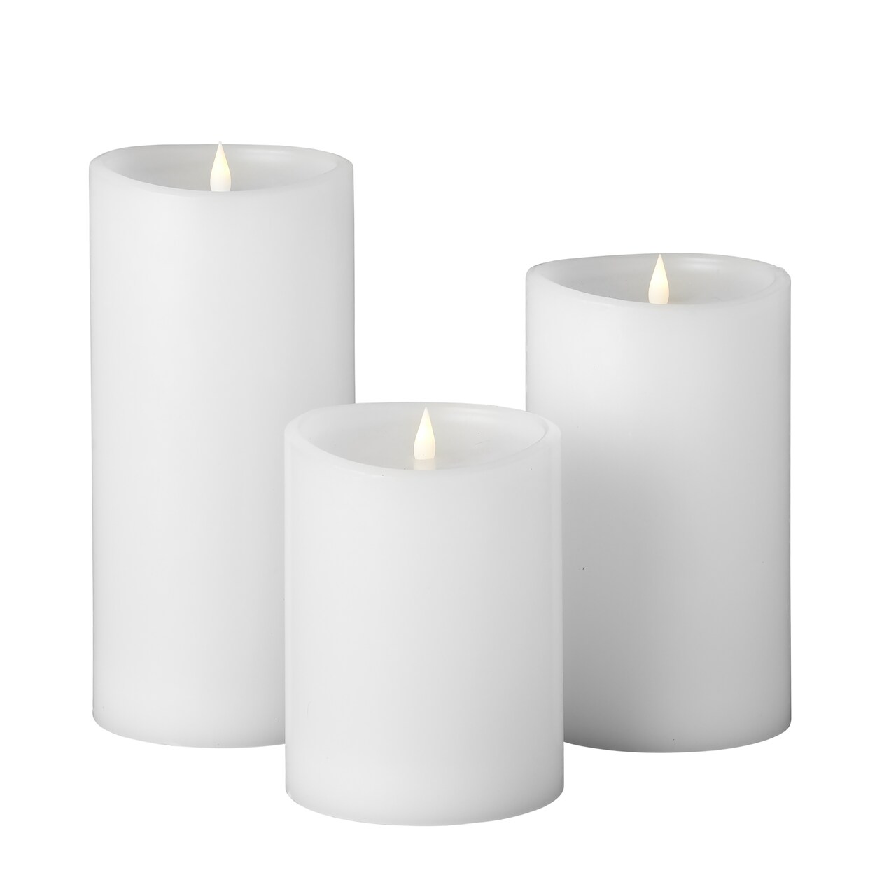 Classic Motion Flameless Candle 3pc Set -5x7, 5x9, 5x11 White